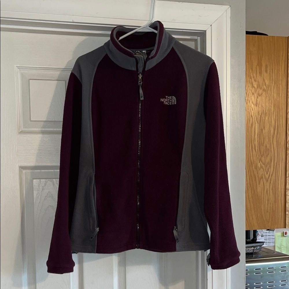 The North Face Women's Maroon & Gray Full-Zip Fleece Jacket
